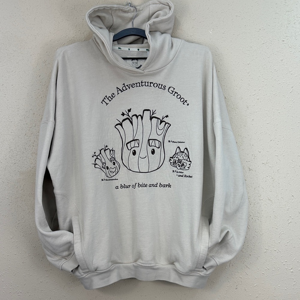 Marvel Disney Parks Guardians of the Galaxy Groot & Rocket Pullover Hoodie Sz L